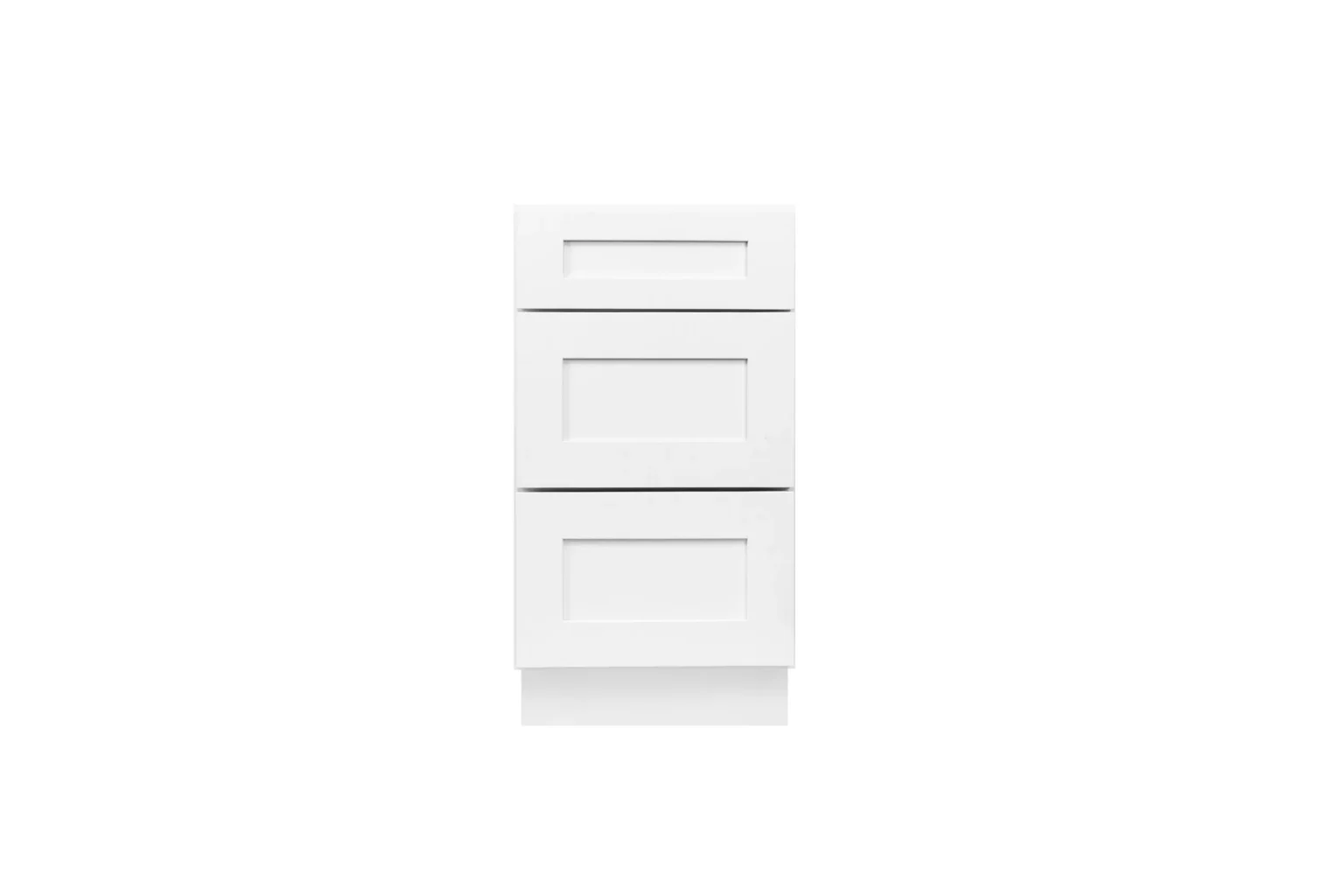 White Shaker 15" Three Drawer Base Cabinet - White Shaker RTA cabinet (SKU DB15)